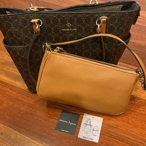 nanette lepore chocolate clio logo tote with baguette